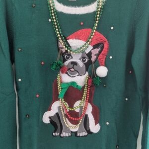 NEW Boston Terrier French Bulldog Ugly Christmas Sweater Frenchie Dog Holiday M